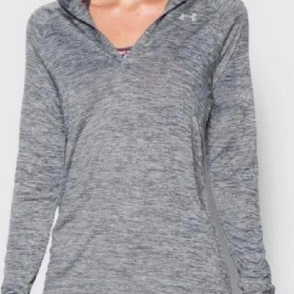 Under Armour Women's Heatgear Tech Long Sleeve Hoodie Size M Loose Fit Gray